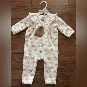 Rabbit + Bear Organic by Emily and Oliver Rainbow Jumpsuit 0-3 Months